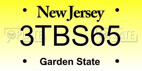 3TBS65 New Jersey License Plate