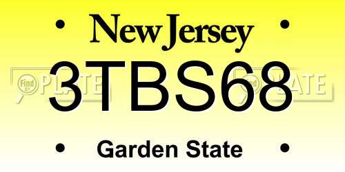 3TBS68 New Jersey License Plate
