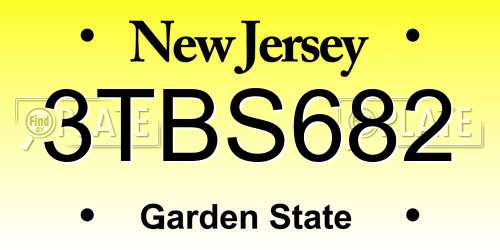 3TBS682 New Jersey License Plate