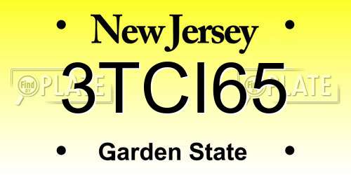 3TCI65 New Jersey License Plate