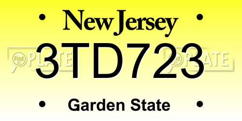 3TD723 New Jersey License Plate