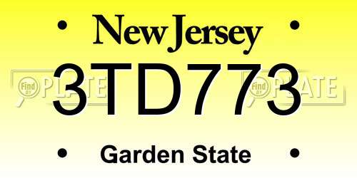 3TD773 New Jersey License Plate