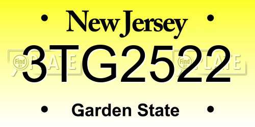 3TG2522 New Jersey License Plate