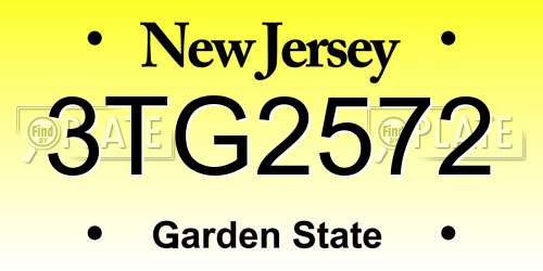 3TG2572 New Jersey License Plate