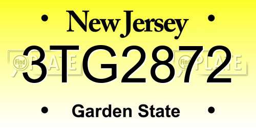 3TG2872 New Jersey License Plate