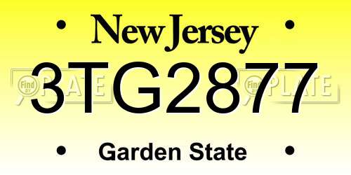 3TG2877 New Jersey License Plate