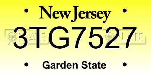 3TG7527 New Jersey License Plate