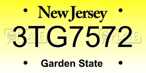 3TG7572 New Jersey License Plate