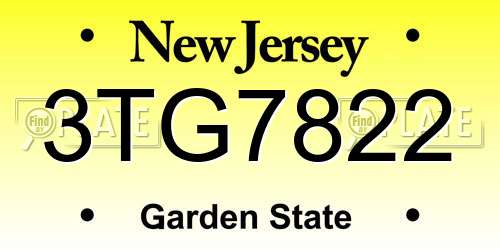 3TG7822 New Jersey License Plate