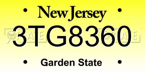 3TG8360 New Jersey License Plate