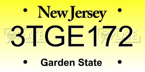 3TGE172 New Jersey License Plate