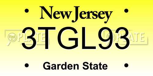 3TGL93 New Jersey License Plate