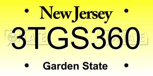 3TGS360 New Jersey License Plate