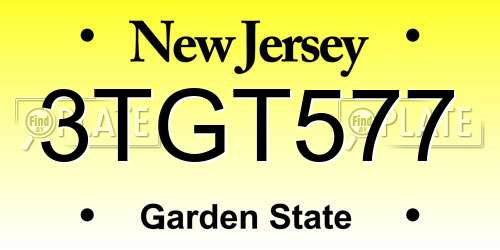 3TGT577 New Jersey License Plate