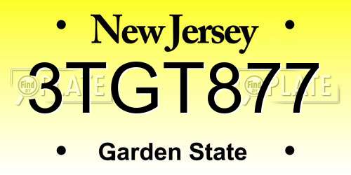 3TGT877 New Jersey License Plate