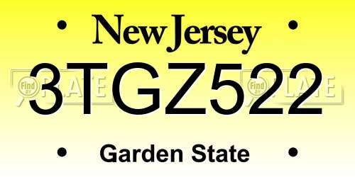 3TGZ522 New Jersey License Plate