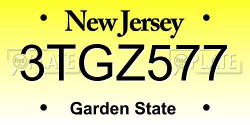 3TGZ577 New Jersey License Plate