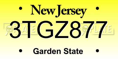3TGZ877 New Jersey License Plate