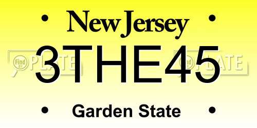 3THE45 New Jersey License Plate