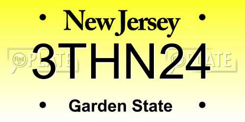3THN24 New Jersey License Plate
