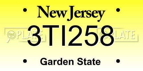 3TI258 New Jersey License Plate