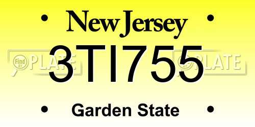 3TI755 New Jersey License Plate