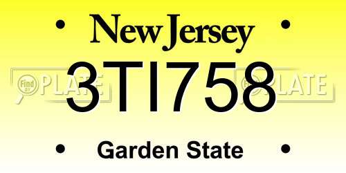 3TI758 New Jersey License Plate