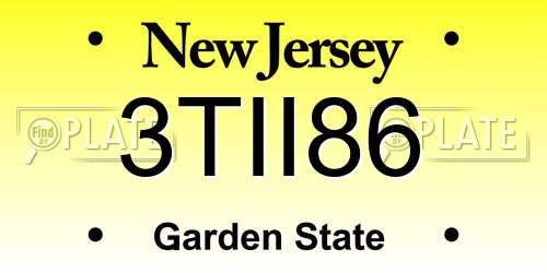 3TII86 New Jersey License Plate