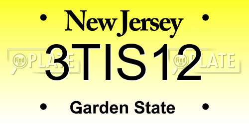 3TIS12 New Jersey License Plate