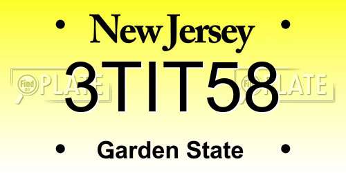 3TIT58 New Jersey License Plate