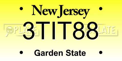 3TIT88 New Jersey License Plate