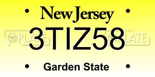 3TIZ58 New Jersey License Plate
