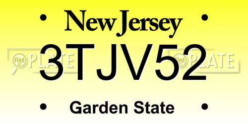 3TJV52 New Jersey License Plate
