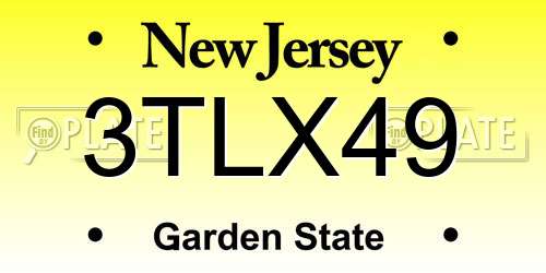3TLX49 New Jersey License Plate