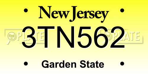 3TN562 New Jersey License Plate