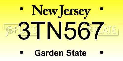 3TN567 New Jersey License Plate