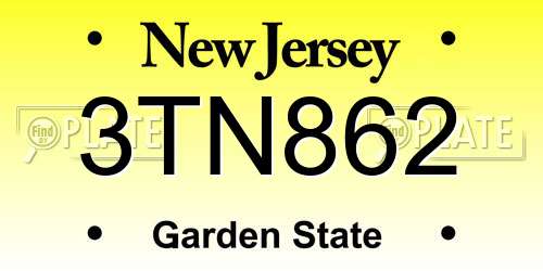 3TN862 New Jersey License Plate