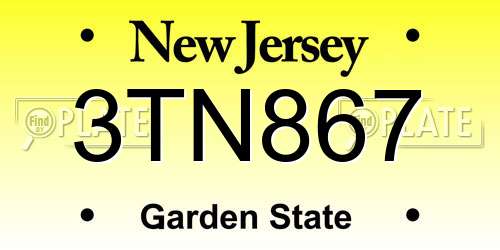 3TN867 New Jersey License Plate