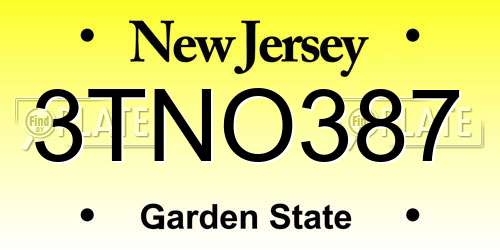 3TNO387 New Jersey License Plate