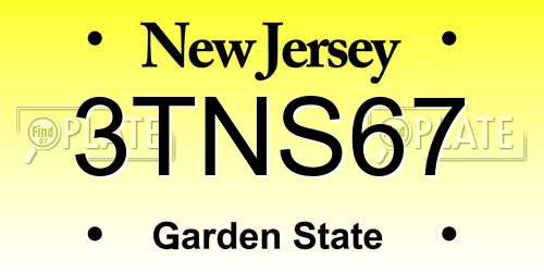 3TNS67 New Jersey License Plate