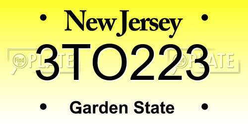 3TO223 New Jersey License Plate