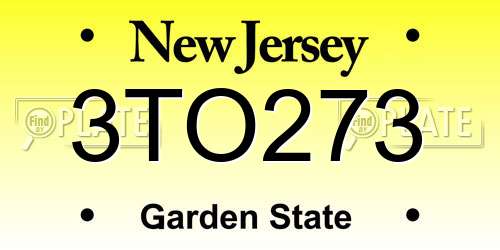 3TO273 New Jersey License Plate