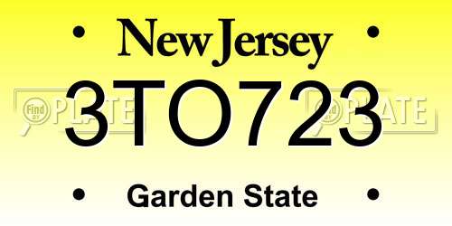 3TO723 New Jersey License Plate