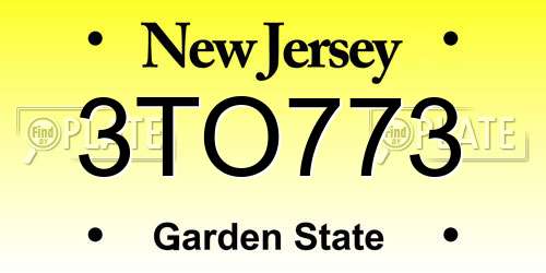 3TO773 New Jersey License Plate