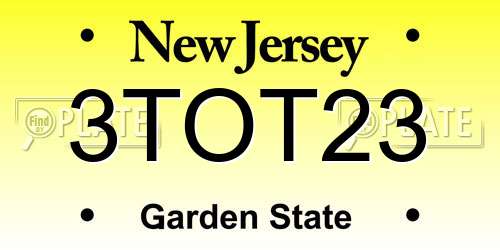 3TOT23 New Jersey License Plate