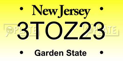 3TOZ23 New Jersey License Plate