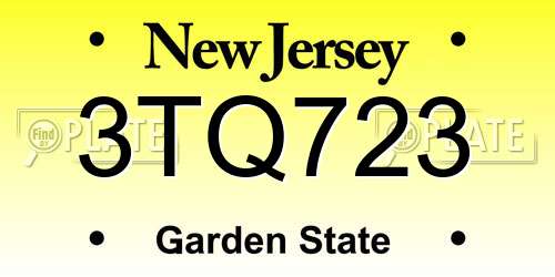 3TQ723 New Jersey License Plate