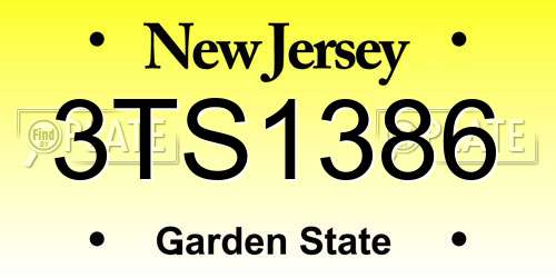 3TS1386 New Jersey License Plate