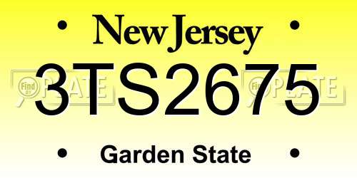 3TS2675 New Jersey License Plate