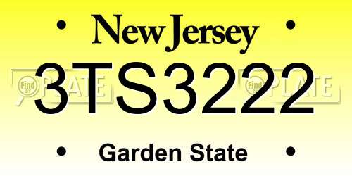 3TS3222 New Jersey License Plate